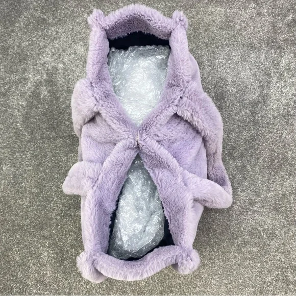 PURPLE FAUX FUR HANDBAG LILAC TOTE SHOULDER BAG BOXY BAG Y2K CARRY - Picture 6 of 7